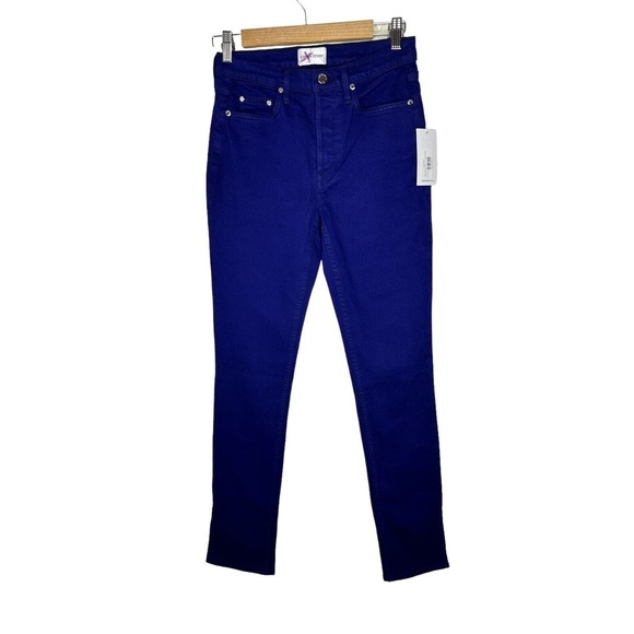 NWT Cotton Citizen Women Jeans High Split at Hem Button Fly Mid Rise Dark Purple - Picture 1 of 13